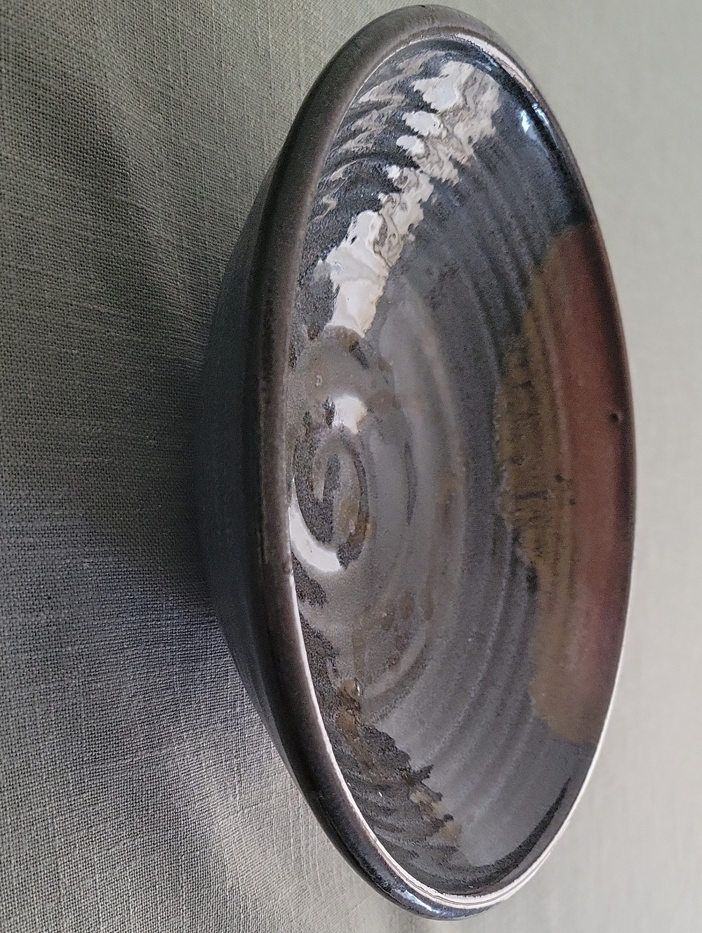 Handcrafted Ceramic Bowl - Dark Blue and Brown Home Art